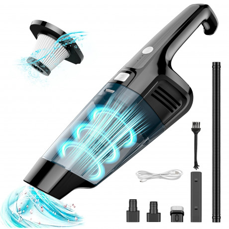 Tisoutec Tisoutec Akku-Handstaubsauger Akku Handstaubsauger,12000Pa USB aufladbar Tragbar Leicht Mini, Staubsauger,6000mAh Auto-Staubsauger,Nass Trocken Handsauger Беспроводной ручной пылесос Tisoutec, 12000 Па, перезаряжаемый через USB, портативный, ле