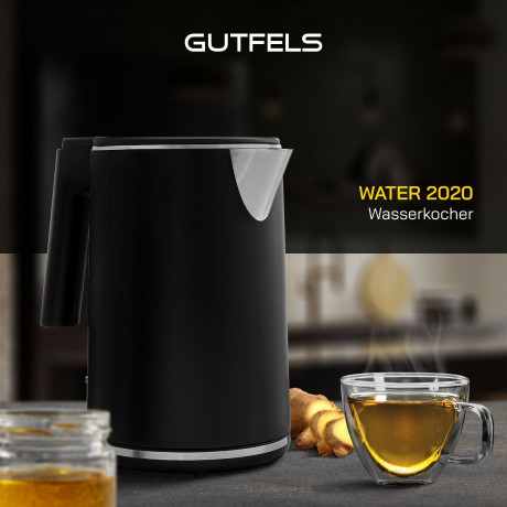 Gutfels Gutfels Wasserkocher WATER 2020, 2200 W, Doppelwandig, 1 Liter Fullvolumen, 360° Sockel, integrierter Filter Чайник Gutfels WATER 2020, 2200 Вт, с двойными стенками, полный объем 1 литр, основание 360°, встроенный фильтр