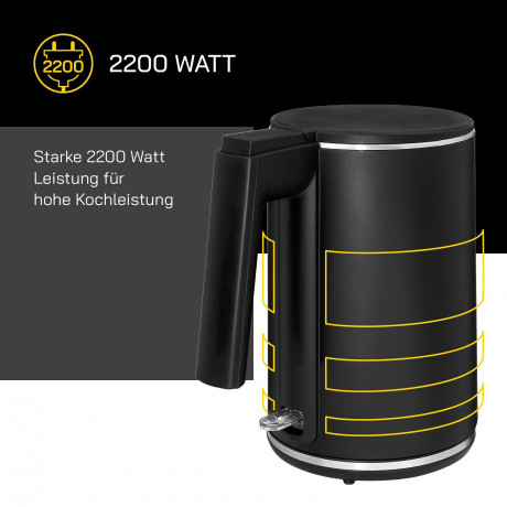 Gutfels Gutfels Wasserkocher WATER 2020, 2200 W, Doppelwandig, 1 Liter Fullvolumen, 360° Sockel, integrierter Filter Чайник Gutfels WATER 2020, 2200 Вт, с двойными стенками, полный объем 1 литр, основание 360°, встроенный фильтр