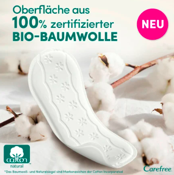 Carefree Slipeinlagen Organic Cotton Normal 30 St, Карефри Ежедневные прокладки из органического хлопка Normal 30шт, 1 упаковка (30штук)