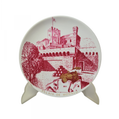 Porcelain de Monaco Декоративная фарфоровая тарелка &quot;Дворец Монако&quot; в светло-красном цвете, 19,5 x 2 см, Монако, 1970-80гг.