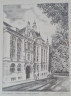 Картина в раме винтажная в черно-белых тонах "Королевский дворец" Brukner Stuttgart, 31,5 x 42 см, Германия, 1960-70гг.