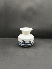 Ваза винтажная малая Delft Blue &quot;Мельницы&quot;, ручная роспись, фарфор, 8 х 9 см, Голландия, 1950-60гг.