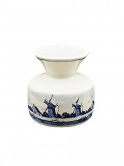 Ваза винтажная малая Delft Blue &quot;Мельницы&quot;, ручная роспись, фарфор, 8 х 9 см, Голландия, 1950-60гг.