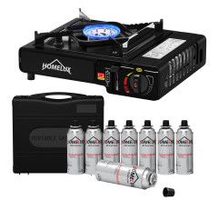 HOMELUX HOMELUX Gaskocher Campingkocher 2,2 KW mit 227g Gaskartuschen Camping Gas Kocher, (8-St), 2,2 KW  Газовая плита HOMELUX походная 2,2 кВт с газовыми баллончиками 227 г походная газовая плита, (8 шт.), 2,2 кВт