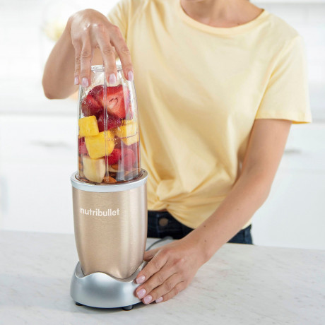 nutribullet nutribullet Smoothie-Maker NB907CP, 900 W, Standmixer, Multifunktionsmixer inkl. 2 Trinkbecher, Champagner  Производитель смузи nutribullet NB907CP, 900 Вт, настольный миксер, многофункциональный миксер, включая 2 чашки для питья, шампанское
