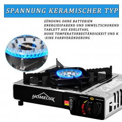 HOMELUX HOMELUX Gaskocher Edelstahl Campingkocher 2,2 KW mit 227g Gaskartuschen Gas Kocher, (8-St), 2,2 KW  Газовая плита HOMELUX походная из нержавеющей стали, 2,2 кВт, с газовыми баллонми 227 г, газовая плита, (8 шт.), 2,2 кВт