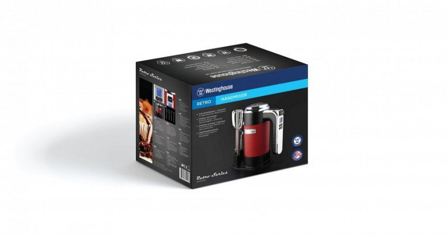 Westinghouse Westinghouse Handmixer WKHM250 Retro, 350 W, 6 Stufen, Spulmaschinenfeste Teile, LED-Display cremeweiss Ручной смеситель Westinghouse WKHM250 Retro, 350 Вт, 6 уровней, защищенные от переворачивания детали, светодиодный дисплей