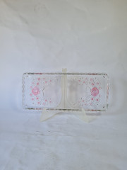 Блюда винтажные Walther Glas, набор из 3 штук, хрусталь, с декором из роз, 29 x 2 см,34 x 15 x 2 см, 21 x 10,5 см, Германия, 1960-70гг.