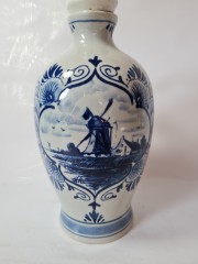 Кувшин винтажный с крышкой-пробкой Delft Blue / Erven Lucas Bols Amsterdam 1575 &quot;Мельницы&quot;, фарфор, 18 x 13см, 1950-60гг.