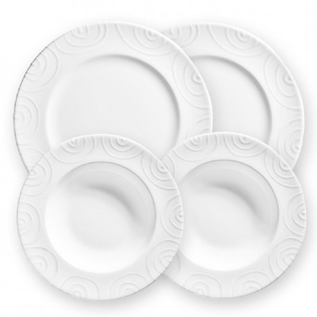 Gmundner Keramik Gmundner Keramik Weissgeflammt Dinner Gourmet fur 2 Personen Set 4-tlg. Gmundner Ceramics Weissgeflammt Обеденный набор для гурманов на 2 персоны 4 предм.
