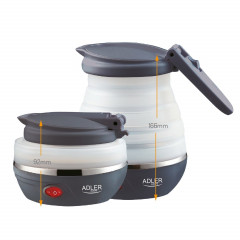 Adler Adler Wasserkocher AD 1278, 0,6 l, 750,00 W, kompakt, Silikongehause, faltbar, grau, fur Reise, Camping  Чайник Adler AD 1278, 0,6 л, 750,00 Вт, компактный, силиконовый корпус, складной, серый, для путешествий, кемпинга