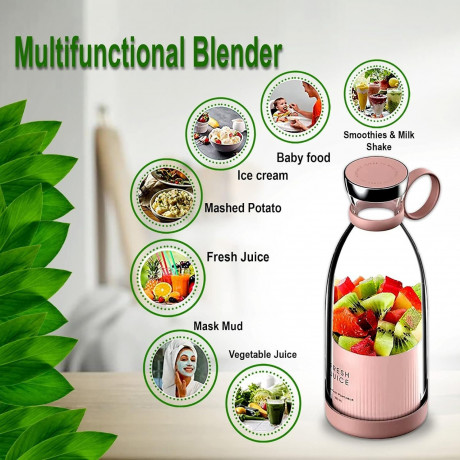 Blusmart Blusmart Akku-Smoothie-Maker 420ml Mini-Mixer, frischer Saft, kleiner Mixer USB, Doppelklicken Sie, um den tragbaren kleinen Saftbecher zu offnen rosa Беспроводной смузи-мейкер Blusmart, мини-блендер, 420 мл, свежий сок, небольшой блендер, USB, д