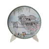 Художественная декоративная тарелка винтажная Imperial Jingdezhen Poreclain, Императорский фарфор, разноцветный декор &quot;Набережная&quot;, в заводской коробке, 22 см, Китай, 1988г.