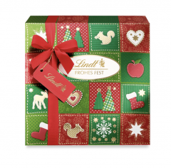 Lindt Frohes Fest Pralines 2024 Adventskalendar, Авдент-календарь 2024, 16 сладких сюрприза, 180 грамм