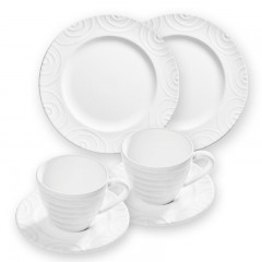 Gmundner Keramik Gmundner Keramik Weissgeflammt Fruhstuck Gourmet fur 2 Personen Set 6-tlg. Gmundner Ceramics Weissgeflammt Завтрак для гурманов на 2 персоны, набор из 6 предметов.