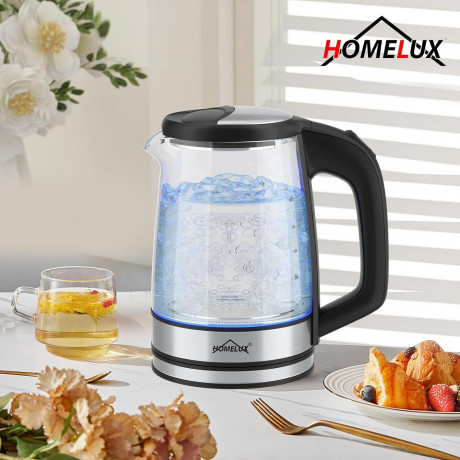 HOMELUX HOMELUX Wasserkocher Wasserkocher Glas 1500 Watt 1,8 L, Electric Kettle Mit Led-Beleuchtung, 1.8 l, 1500,00 W, Glas wasserkocher Edelstahl, Wasser Kocher Bpa Frei, 360° Basis HOMELUX Стеклянный чайник 1500 Вт, 1,8 л, Электрический чайник со свето