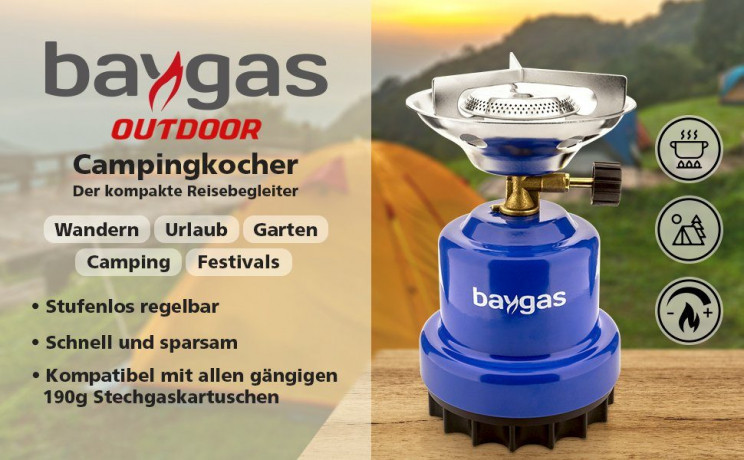 baygas baygas Gaskocher Baygas Campingkocher,Metallkorper Blau,1- Flammig fur Camping/Outdoor  Газовая плита Baygas Походная печь Baygas, металлический корпус, синий, 1 пламя для кемпинга/улицы