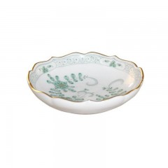 Meissen Meissen  'Neuer Ausschnitt - Indische Malerei 2 mit Kante grun Goldpunkte mit Goldrand' Schalchen 8 cm Meissen &quot;New Section - Indian painting 2 с краем из зеленых золотых точек с золотым ободком&quot; миска 8 см