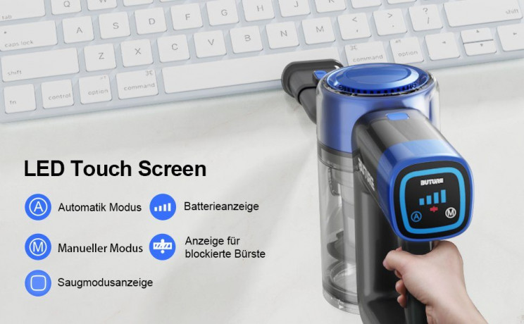 Buture Buture Akku-Hand-und Stielstaubsauger, 450,00 W, beutellos, Kabellos 450W 33KPa Automodus,Wandmontierte ouchscreen,Bis zu 55Min Беспроводной ручной пылесос Buture, 450,00 Вт, без мешка, беспроводной, 450 Вт, 33 кПа, автоматический режим, настенный