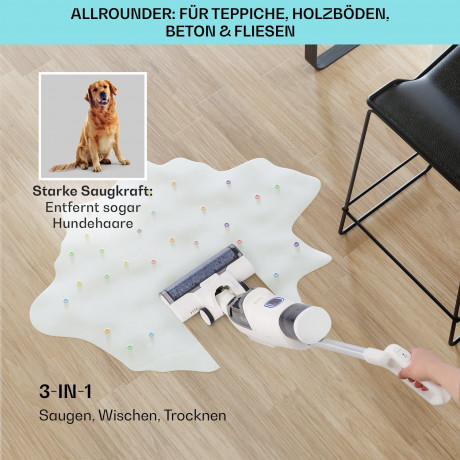 Klarstein Klarstein Akku-Hand-und Stielstaubsauger Caswell, 150 W, beutellos, Nass Trocken Sauger Akku Kabellos Beutellos LED 150 Беспроводной ручной и стержневой пылесос Klarstein Caswell, 150 Вт, без мешка, пылесос для влажной и сухой уборки, аккумулят