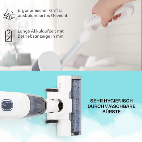 Klarstein Klarstein Akku-Hand-und Stielstaubsauger Caswell, 150 W, beutellos, Nass Trocken Sauger Akku Kabellos Beutellos LED 150 Беспроводной ручной и стержневой пылесос Klarstein Caswell, 150 Вт, без мешка, пылесос для влажной и сухой уборки, аккумулят