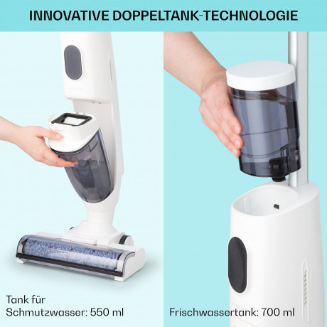 Klarstein Klarstein Akku-Hand-und Stielstaubsauger Caswell, 150 W, beutellos, Nass Trocken Sauger Akku Kabellos Beutellos LED 150 Беспроводной ручной и стержневой пылесос Klarstein Caswell, 150 Вт, без мешка, пылесос для влажной и сухой уборки, аккумулят