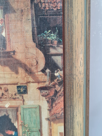 Картина винтажная "Перехваченное любовное письмо" Spitzweg, 34,5 x 23,5 см, Германия, 1960-70гг.