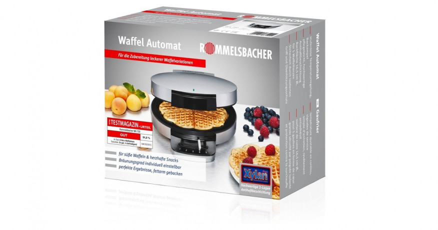 Rommelsbacher Rommelsbacher Waffelautomat WA 750, Waffeleisen silber/schwarz, 750 Watt  silber/schwarz Вафельница Rommelsbacher WA 750, вафельница серебристый/черный, 750 Вт