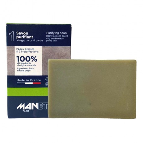 MANETIK Body. Face & Beard Soap Purifying 100g  Тело. Мыло для лица и бороды очищающее 100г