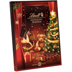 Lindt Weihnachts-Tradition Adventskalender 2024 Адвент календарь, 24 сладких сюрприза, 36см х 48см, 253 грамма