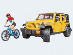 Bruder Jeep Wrangler Rubicon mit Mountainbike und Fahrer Jeep Wrangler Rubicon с горным велосипедом и водителем