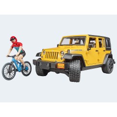 Bruder Jeep Wrangler Rubicon mit Mountainbike und Fahrer Jeep Wrangler Rubicon с горным велосипедом и водителем