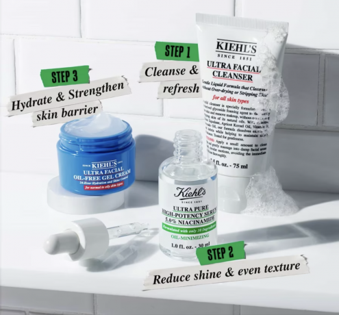 Kiehl's  Ultra Facial Stop-The-Shine Starter Set Стартовый Набор для ухода за лицом: очищение, сыворотка и гель крем