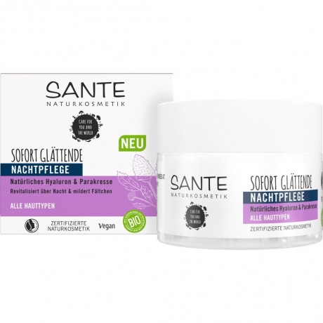Sante Sofort glattende Nachtpflege naturliches Hyaluron & Parakresse  Мгновенно разглаживающий ночной уход с натуральной гиалуроновой кислотой и паракрессом