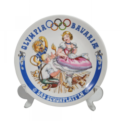Тарелка декоративная винтажная Seltmann Weiden Bavaria &quot;Олимпиада в Баварии&quot;, фарфор, 19 см, Германия, 1972 год.