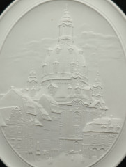 Плакетка декоративная подвесная Meissen &quot;Здание в Мейссене&quot;, бисквитный фарфор, 16 х 13 см, Германия, 1960-70гг.