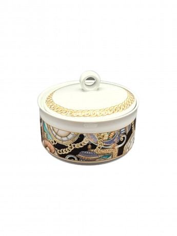 Сахарница винтажная Eschenbach / Коллекция Living Colours, с ярким декором, фарфор, 9.5 х 8 см, Германия, 1970-80гг.