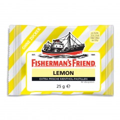 Fishermans Friend Menthol Pastillen Lemon - 24 x 25 g Фишерманс Френд, пастилки с лимоном, без сахара, коробка 24 шт x 25 г
