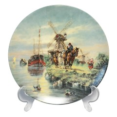 Furstenberg, Коллекционная Тарелка, ограниченный тираж, репродукция картины Герберта Изенберга "У ветряной мельницы", 19,5 см, Германия 1988г.