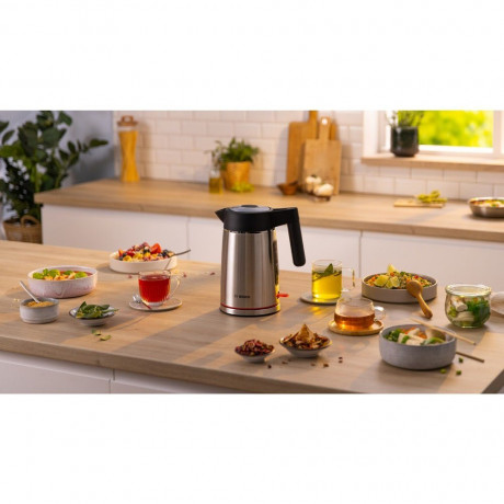 BOSCH BOSCH Wasserkocher TWK6M480, 1,7 Liter 2400W Edelstahl Tassenanzeige Wasserstandsanzeige  Чайник BOSCH TWK6M480, 1,7 л, 2400 Вт, чашка из нержавеющей стали, индикатор уровня воды