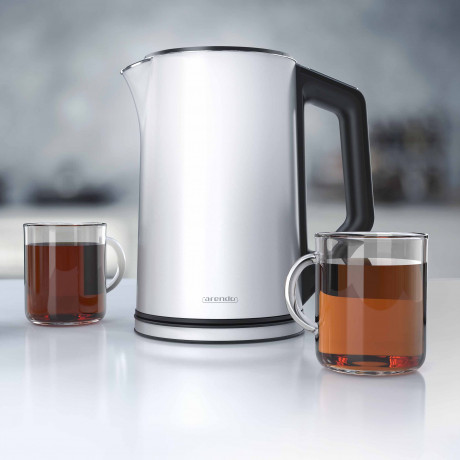 Arendo Arendo Wasserkocher, 1,5 l, 2200 W, Edelstahl, Doppelwand, Temperatureinstellung 40° 100 °C mit Anzeige, Summer |LED-Display |Doppelwandig |Interne Fullstandsanzeige vulkangrau Чайник Arendo, 1,5 л, 2200 Вт, нержавеющая сталь, с двойными стенками,