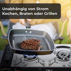 ZMC ZMC Gaskocher Doppel Kartuschenkocher Gaskocher 2 Flammig + 4x Gaskartuschen 227g, (MSF-1a automatische Piezo-Zundung (elektrisch) Herd Butangas), Outdoor Gas Campingkocher 2Fach Gasherd Ofen Butan Kochfeld Gas Kocher  Газовая плита ZMC с двойной карт