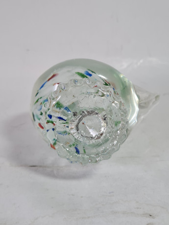 Фигурка винтажная Murano Glas "Лебедь", прозрачное стекло с яркими вкраплениями, 12 см, Италия, 1960-70гг.