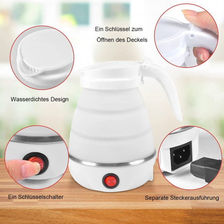 KULER KULER Wasserkocher Reise-Wasserkocher, Faltbarer Wasserkessel, Abnehmbares Netzkabel, abnehmbares Netzkabel zur einfachen Aufbewahrung Blau Дорожный чайник KULER Kettle, складной чайник, съемный шнур питания, съемный шнур питания для удобного хранен