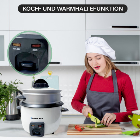 Blaupunkt Blaupunkt Reiskocher MEN694 Reiskocher Gross Reisgarer 2,8 L, 3in1 Multikocher elektrisch, 1000,00 W, Dampfgarer, Cooker, Steamer, Dampfer, Risottokocher, Gemusegarer  Рисоварка Blaupunkt MEN694 рисоварка большая 2,8 л, мультиварка 3-в-1 электри