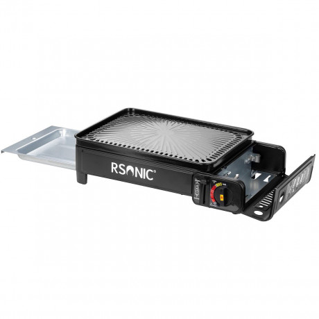 Mianova Mianova Gaskocher Campingkocher Tischgrill Gas Grill im Koffer, 4 Spiesse + Rost Platte Grillplatte Outdoor BBQ Barbecue Tisch Camping Herd Kocher Notfall Campingherd Notfallkocher  Газовая плита Mianova, походная плита, стол-гриль, газовый гриль 