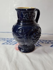 DDR Wine Керамический кувшин синий &quot;Гроздь винограда&quot;, 20см х 15 см, 1970-80гг.