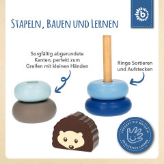 bieco Baby Stapelturm Holz Bausteine Igel 13 cm Motorik Steckspiel ab 1 Steckpyramide Stapelspielzeug Детская сборная башня
