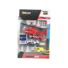Toi-Toys Krankenwagen Hubschrauber Autos Strassenschilder-Set aus Metal Набор металлических дорожных знаков для вертолета скорой помощи